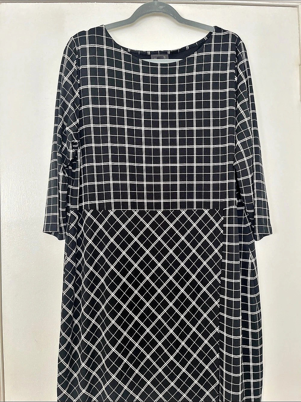 J. Jill Plaid Midi Dress in Black & White XL NWT